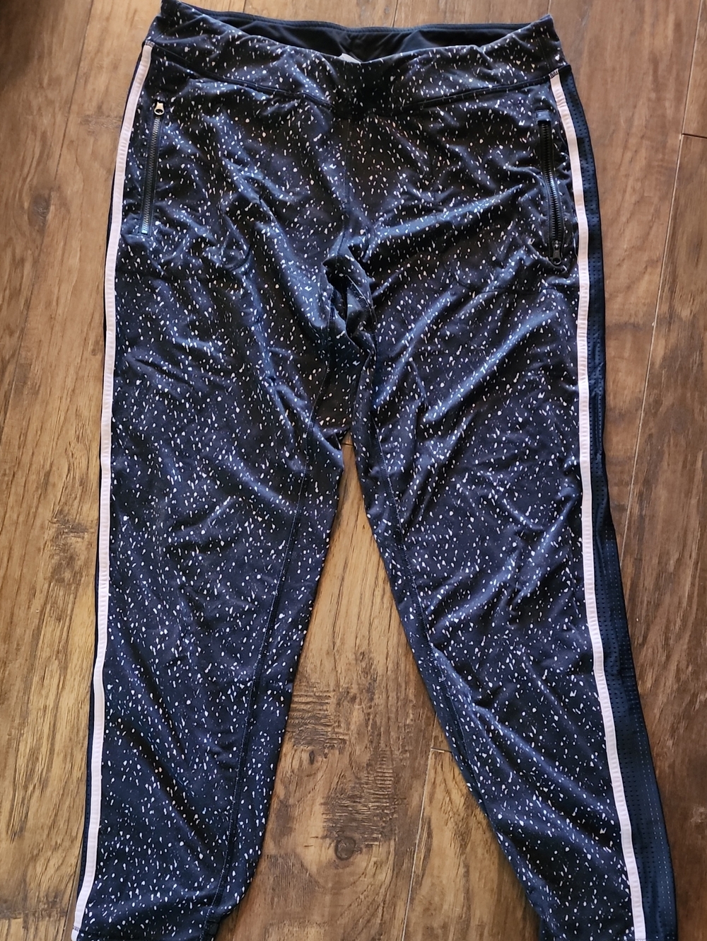 lululemon athletica Black Speckle Track Joggers with Pink Side Stripe